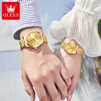 OLEVS Fashion Watches Couple Watch Stainless Steel Calendar Waterproof Business Quartz Watch For Men Women - 5563 (2 Piece)