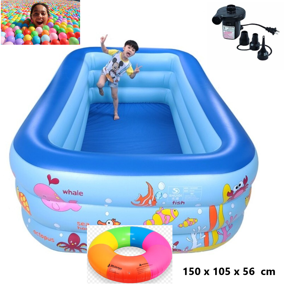 150 CM Big Size Paddling large pool Indoor Outdoor Inflatable Swimming Pool with pumper, Ring and 50 pcs Ball