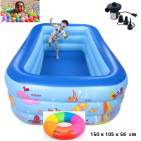 Inflatable Swimming Pool Thickening Summer Family Kids Children Baby Audlt Big Size Paddling large pool Indoor Outdoor Swimming Pool -( pumper +ring +ball )