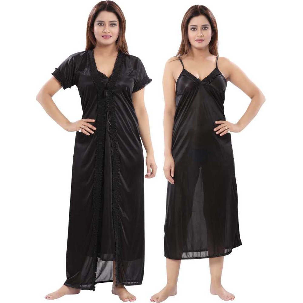 Night Dress For Women 2 part Exclusive, Fashionable, Stylish and Comfortable  Night Dress-Black Colour-Sohoj Online Shopping