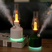 USB Vintage Retro Lamp Air Humidifier With LED Light Wireless Aroma Diffuser Chargeable 7Color Essential Oil Diffuser For Home Decor