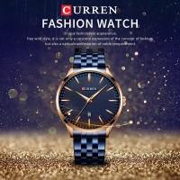CURREN 8364 Silver Stainless Steel Analog Watch For Men - White & Golden