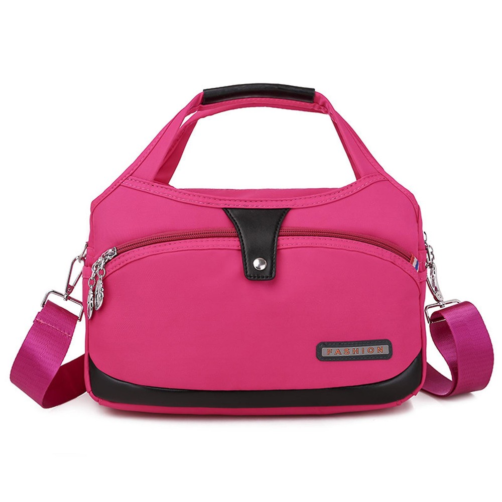 Men Waterproof Shoulder Bag Pockets Anti Theft Large Capacity Outdoor  Messenger Bag Pink 
