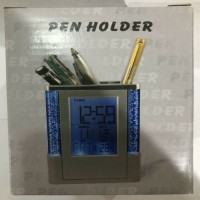 Digital Desk Organizer - Pen Holder with Digital LCD Alarm Clock