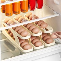 Automatic Roll-Down Double-layer Egg Dispenser, Automatic Scrolling Egg Rack Holder Storage Box Container for Refrigerator Kichen Cabinet (১ পিস)