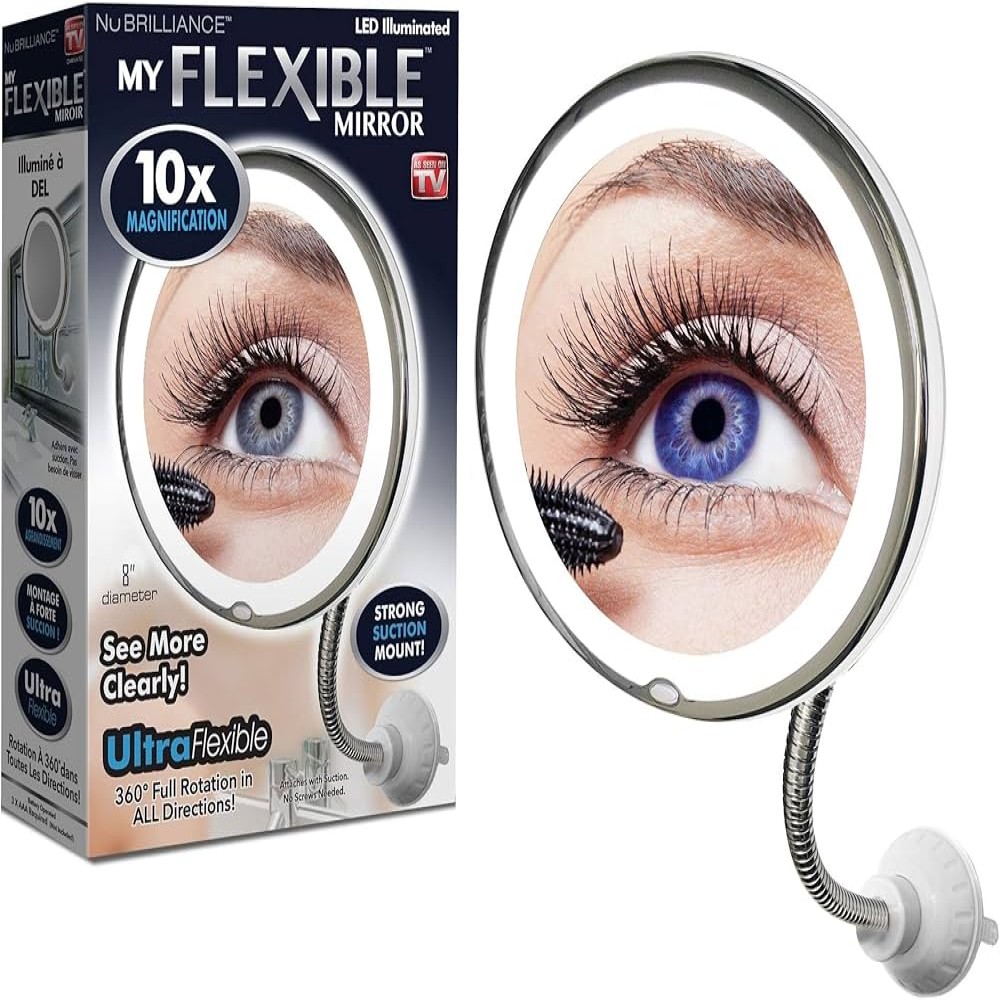 Led Illuminated 10 x Magnification Flexible Mirror