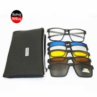 Sunglasses Magnetic Clip 1 Optical Frame + 5 Lense Glasses 2258A
